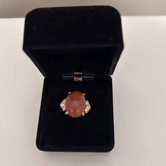 None Jewelry - Goldstone Cocktail Ring Size 7 18k Gold Electroplated Cubic zirconia stones